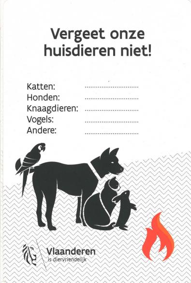 Vergeet onze huisdieren niet! - stickervoorkant