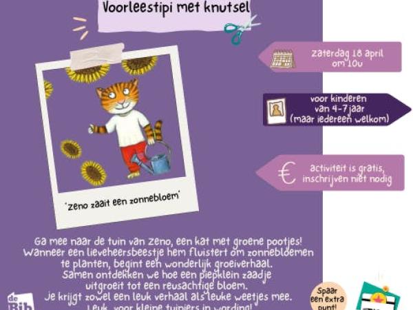 Voorleestipi - 'Zeno zaait een zonnebloem' © Bib Lummen