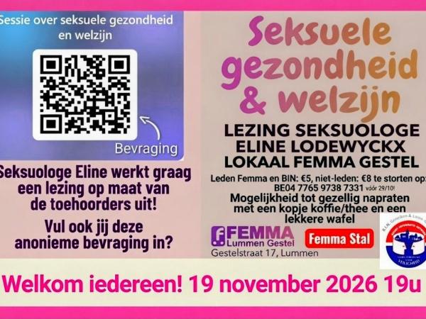 Lezing "Seksuele gezondheid & welzijn" door seksuologe Eline Lodewyckx © Femma Gestel