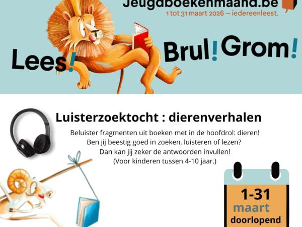 Luisterzoektocht dierenverhalen (doorlopend-jeugdboekenmaand) © Bib Lummen