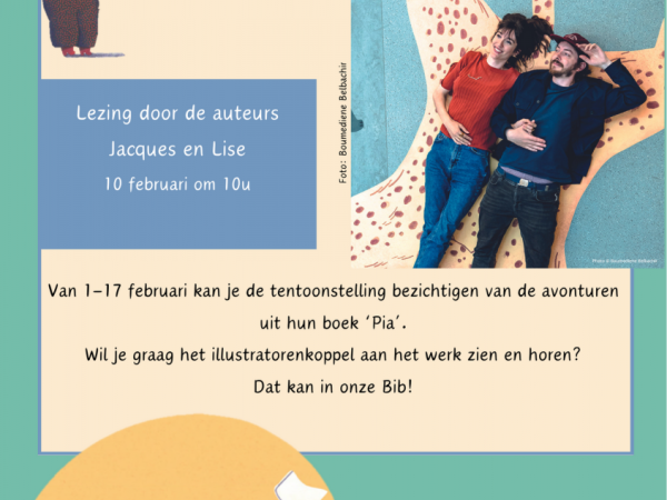 Op 10 februari komen auteurs Jacques en Lise op bezoek in de bib!