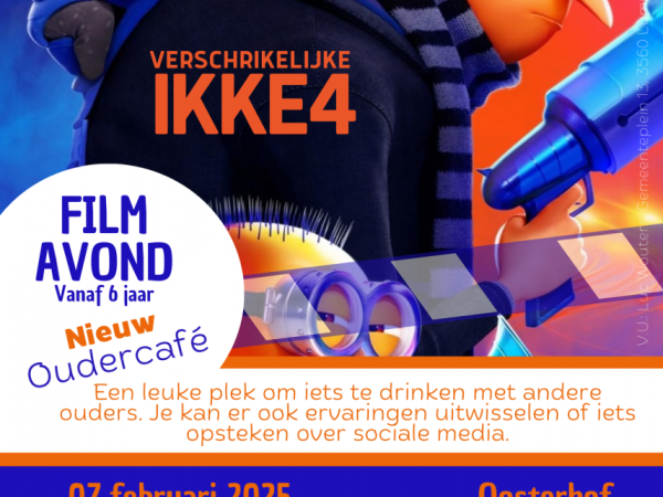 Oudercafé tijdens kinderfilm op 7 februari