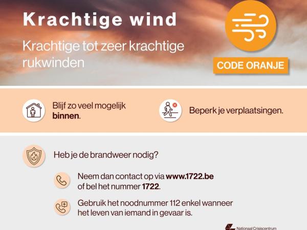 Code oranje vanwege hevige wind