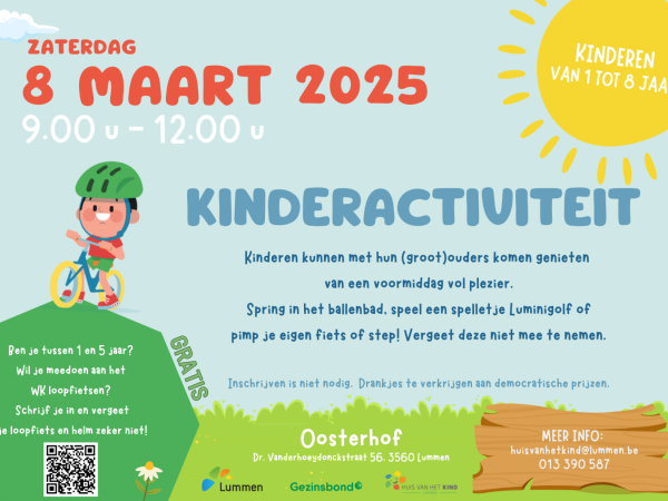 WK loopfietsen tijdens de kinderactiviteit op zaterdag 8 maart!