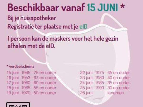 Vanaf 15 juni start verdeling stoffen mondmaskers federale overheid